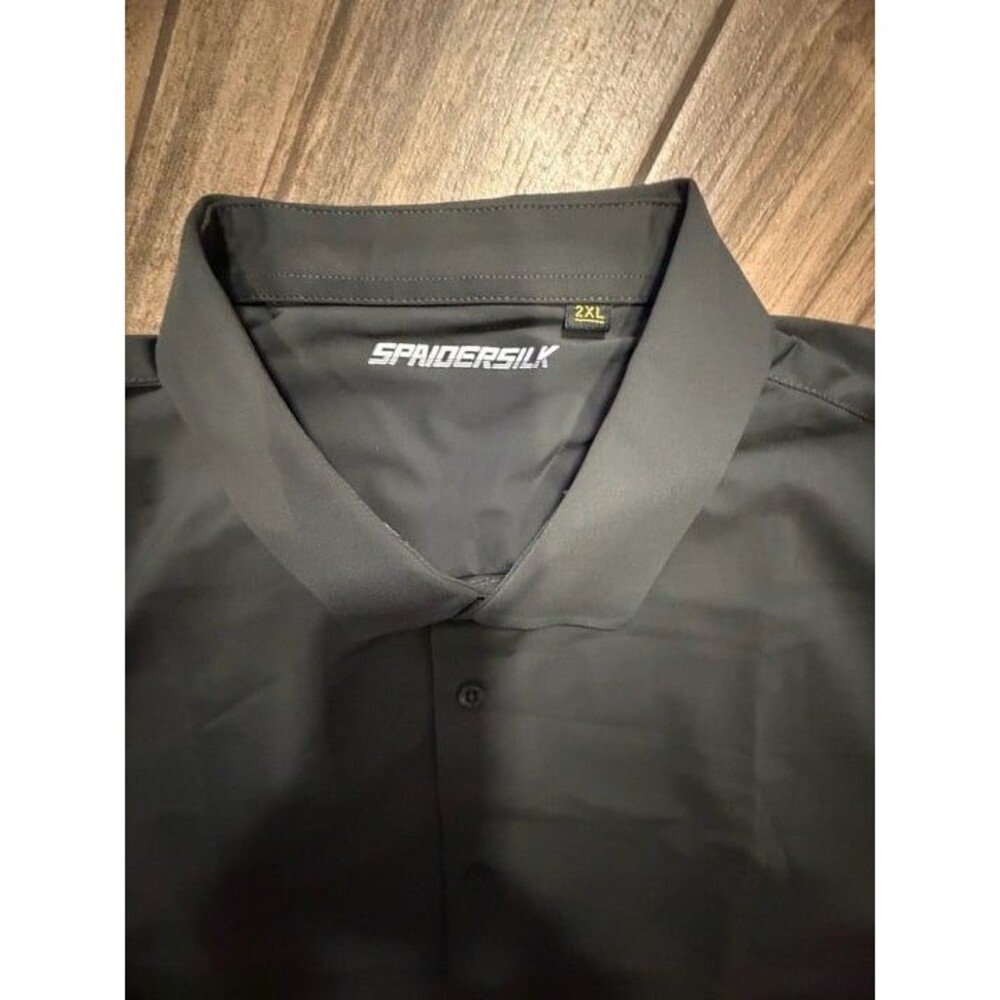 Spidersilk Short Sleeve Button Down Shirt Size 2XL Dark Gray